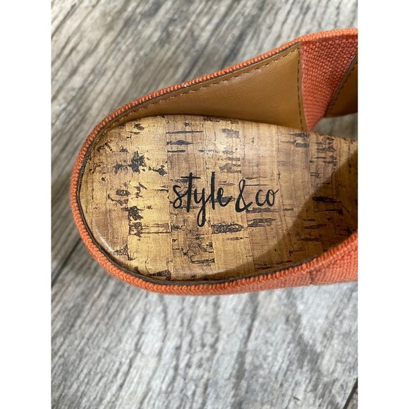 STYLE & CO Womens Open Toe Leather Slip On Platform Wedge Sandals Cork Size 6 - Picture 2 of 12